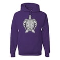 thumbnail image 1 of Black and White Mosaic Retro Mandala Turtle Animal Lover Graphic Hoodie Sweatshirt, Purple, 3XL, 1 of 1
