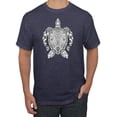 thumbnail image 1 of Black and White Mosaic Retro Mandala Turtle Animal Lover Graphic T-Shirt, Vintage Heather Navy, 2XL, 1 of 1