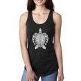 thumbnail image 1 of Black and White Mosaic Retro Mandala Turtle Animal Lover Ladies Racerback Tank Top, Black, Small, 1 of 1