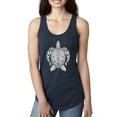 thumbnail image 1 of Black and White Mosaic Retro Mandala Turtle Animal Lover Ladies Racerback Tank Top, Navy, Small, 1 of 1