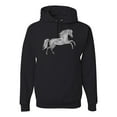 thumbnail image 1 of Black and White Mosaic Retro Mandala Wild Horse Animal Lover Graphic Hoodie Sweatshirt, Black, Small, 1 of 1