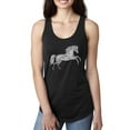 thumbnail image 1 of Black and White Mosaic Retro Mandala Wild Horse Animal Lover Ladies Racerback Tank Top, Black, Small, 1 of 1