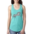 thumbnail image 1 of Black and White Mosaic Retro Mandala Wild Horse Animal Lover Ladies Racerback Tank Top, Tahiti Blue, Medium, 1 of 1