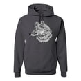 thumbnail image 1 of Black and White Mosaic Retro Snow Wolf Animal Lover Graphic Hoodie Sweatshirt, Charcoal, 2XL, 1 of 1