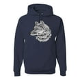thumbnail image 1 of Black and White Mosaic Retro Snow Wolf Animal Lover Graphic Hoodie Sweatshirt, Navy, X-Large, 1 of 6