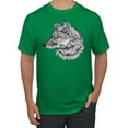 thumbnail image 1 of Black and White Mosaic Retro Snow Wolf Animal Lover Graphic T-Shirt, Kelly, Medium, 1 of 1