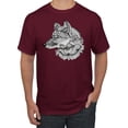thumbnail image 1 of Black and White Mosaic Retro Snow Wolf Animal Lover Graphic T-Shirt, Maroon, Large, 1 of 1