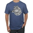 thumbnail image 1 of Black and White Mosaic Retro Snow Wolf Animal Lover Graphic T-Shirt, Vintage Heather Blue, Large, 1 of 1