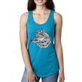 thumbnail image 1 of Black and White Mosaic Retro Snow Wolf Animal Lover Ladies Racerback Tank Top, Turquoise, Small, 1 of 1