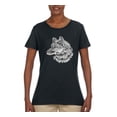 thumbnail image 1 of Black and White Mosaic Retro Snow Wolf Animal Lover Womens Graphic T-Shirt, Black, Small, 1 of 4