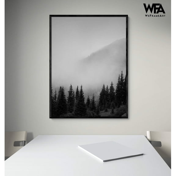 Black and White Mountain Terrain, Oversized Wall Art, Tree Photography Prints, Picture Frames, Large Forest Wall Art, Black and White Pics