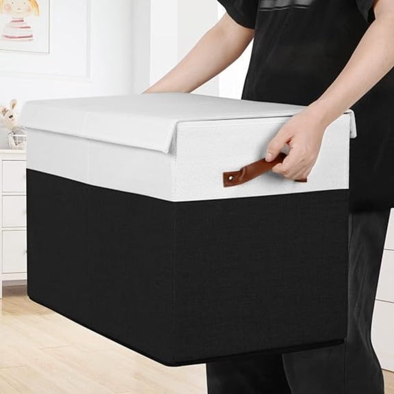 Black and White Multi-color Wind-folded Storage Box, Portable Storage Container, with Handles and Dividers, Suitable for Laundry Rooms and Offices