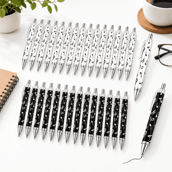 Black and White Musical Note 30 Pack Ballpoint Pens for Office Classroom Journaling
