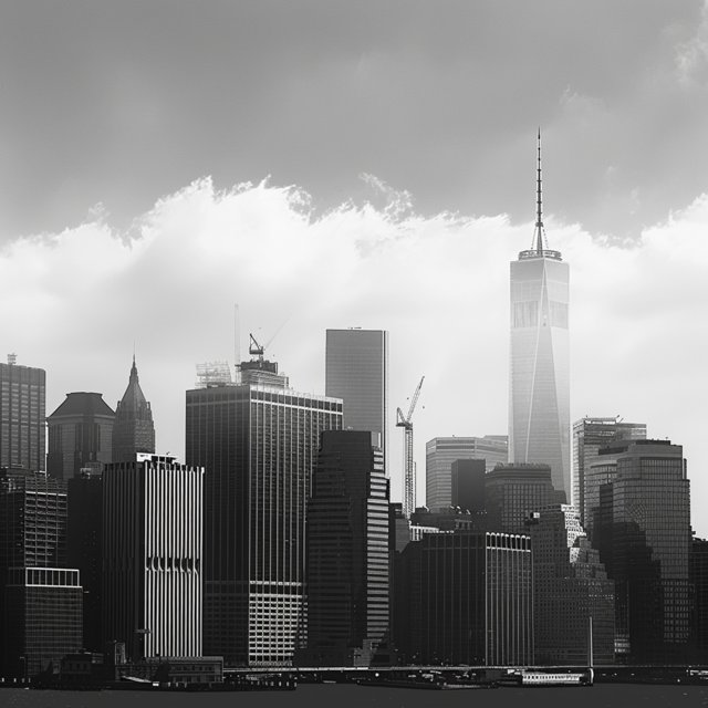 Black and White NYC Skyline Shower Curtain One World Trade Center
