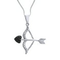 thumbnail image 1 of AFFY Black and White Natural Diamond Bow and Arrow Pendant Necklace in 14k White Gold Over Sterling Silver, 1 of 1