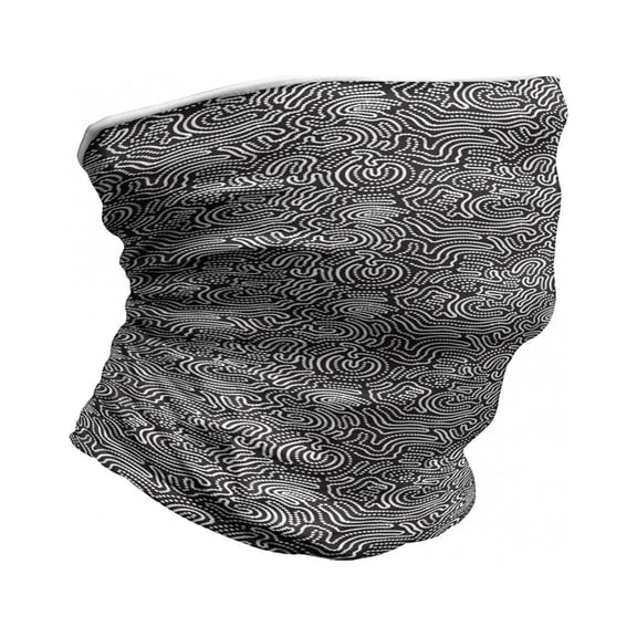 Black and White Neck Gaiter, Random Dotted Lines, Unisex, Black and White, by Ambesonne