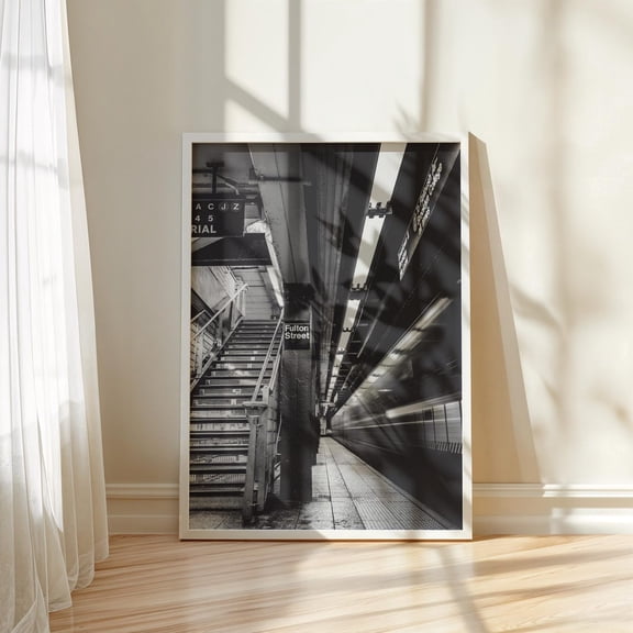 Black and White New York Subway Fulton Street Station NYC Photography New York City Monochrome Subway Station Poster Unframed Paper Print