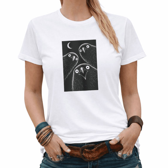 Black and White Night Cats Moon Graphic Tees Women's Mystical Cat Lover Shirt