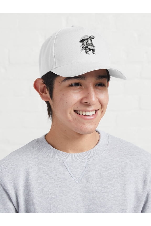 Black and White Ninja Turtle Baseball Hat, Martial Arts Reptile Character Design, Classic Cap