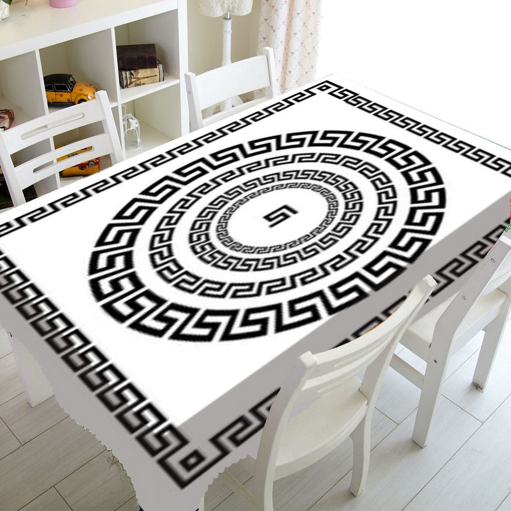 Black and White Oval Pattern Tablecloth Home Dining Table Cover Coffee