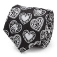 thumbnail image 1 of Black and White Paisley Heart Men's Tie, 1 of 5