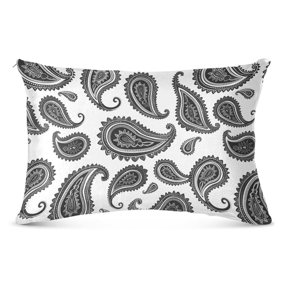 Black and White Paisley Plush Pillow Cases Queen Size Ultra Soft Warm Pillowcases with Zipper 20"x30"