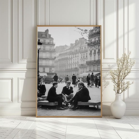 Black and White Paris Street Scene Poster, Vintage Parisian Lifestyle Artwork, Size 8x12 UNFFRAMED F03.1.7l1939