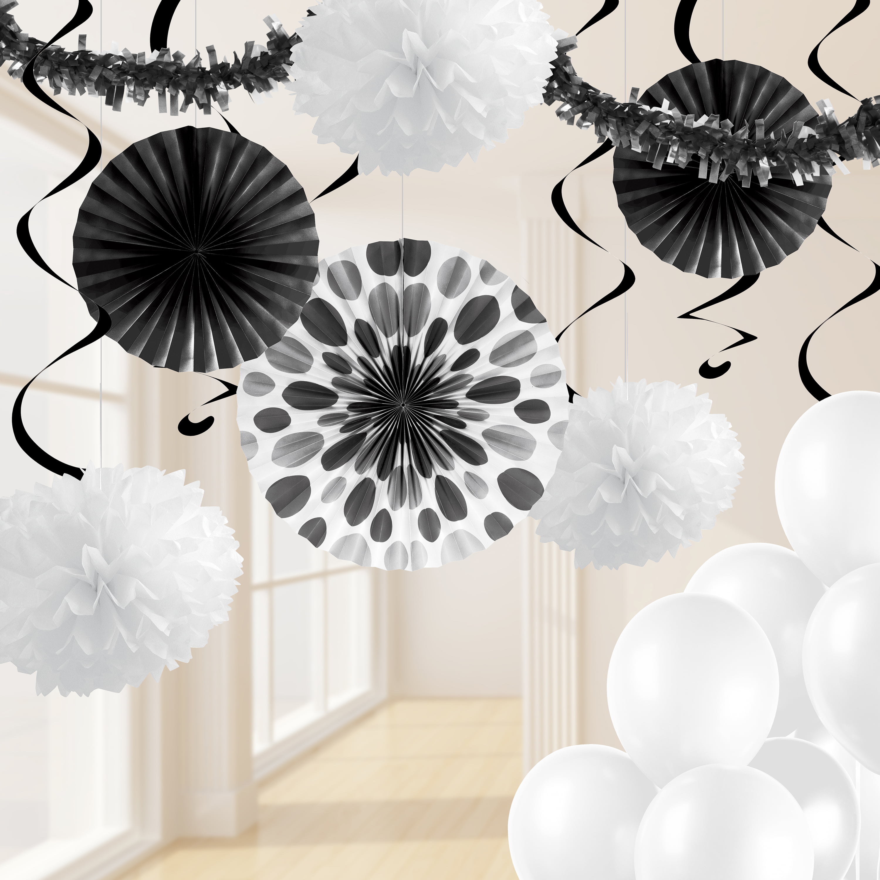 Black and White Party Decorations Kit, 32 pcs