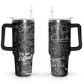 thumbnail image 1 of Black and White Pencil 40oz Stainless Steel Vacuum Insulated Tumbler with Lid and Straw Gifts for Mom Friend Sister Grandma, 1 of 1