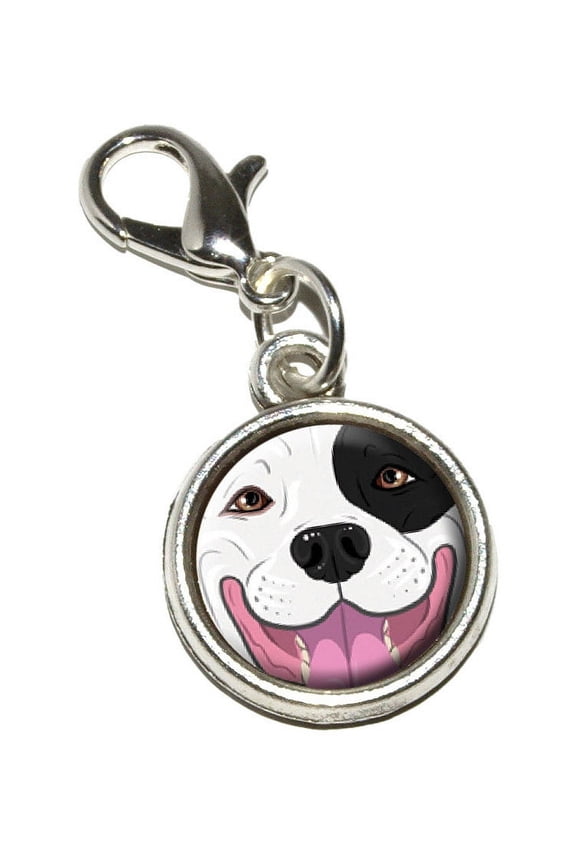 Black and White Pit Bull Face - Pitbull Dog Pet Bracelet Charm