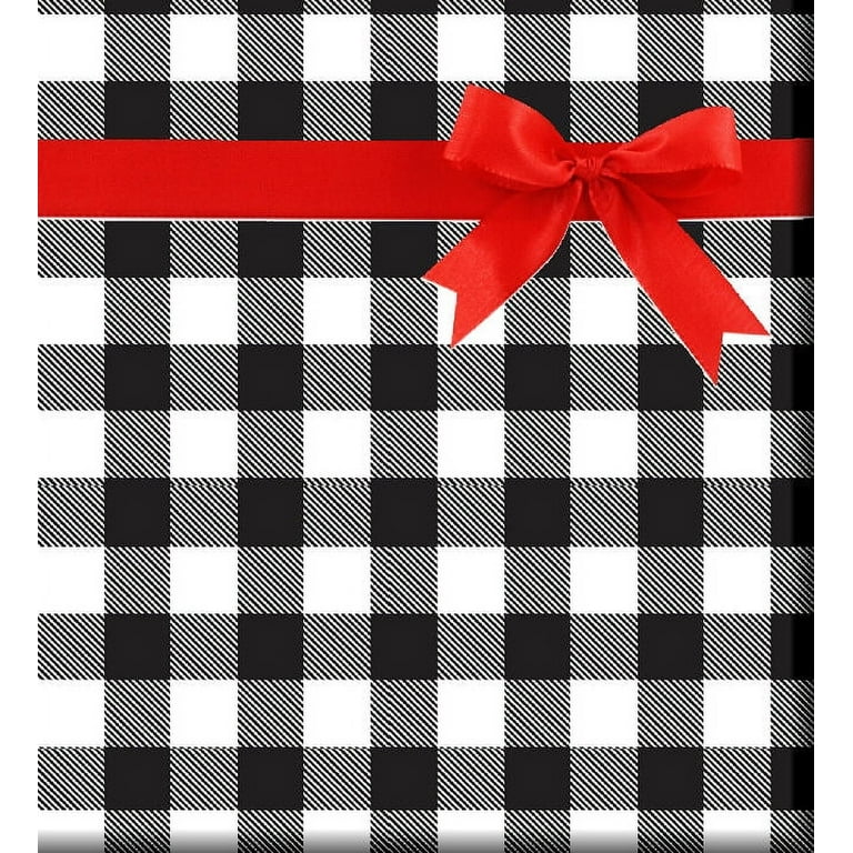 Black and White Plaid Specialty Gift Wrapping Paper -15Foot Roll