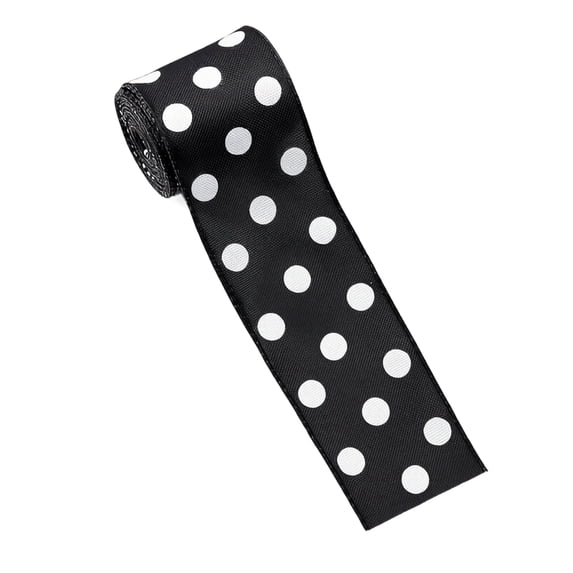 Black and White Polka Dot Ribbon with Classic Spotted Design, 1 Roll, Black and White, for Gift Wrapping and Holiday Crafting, Decorative Ribbon