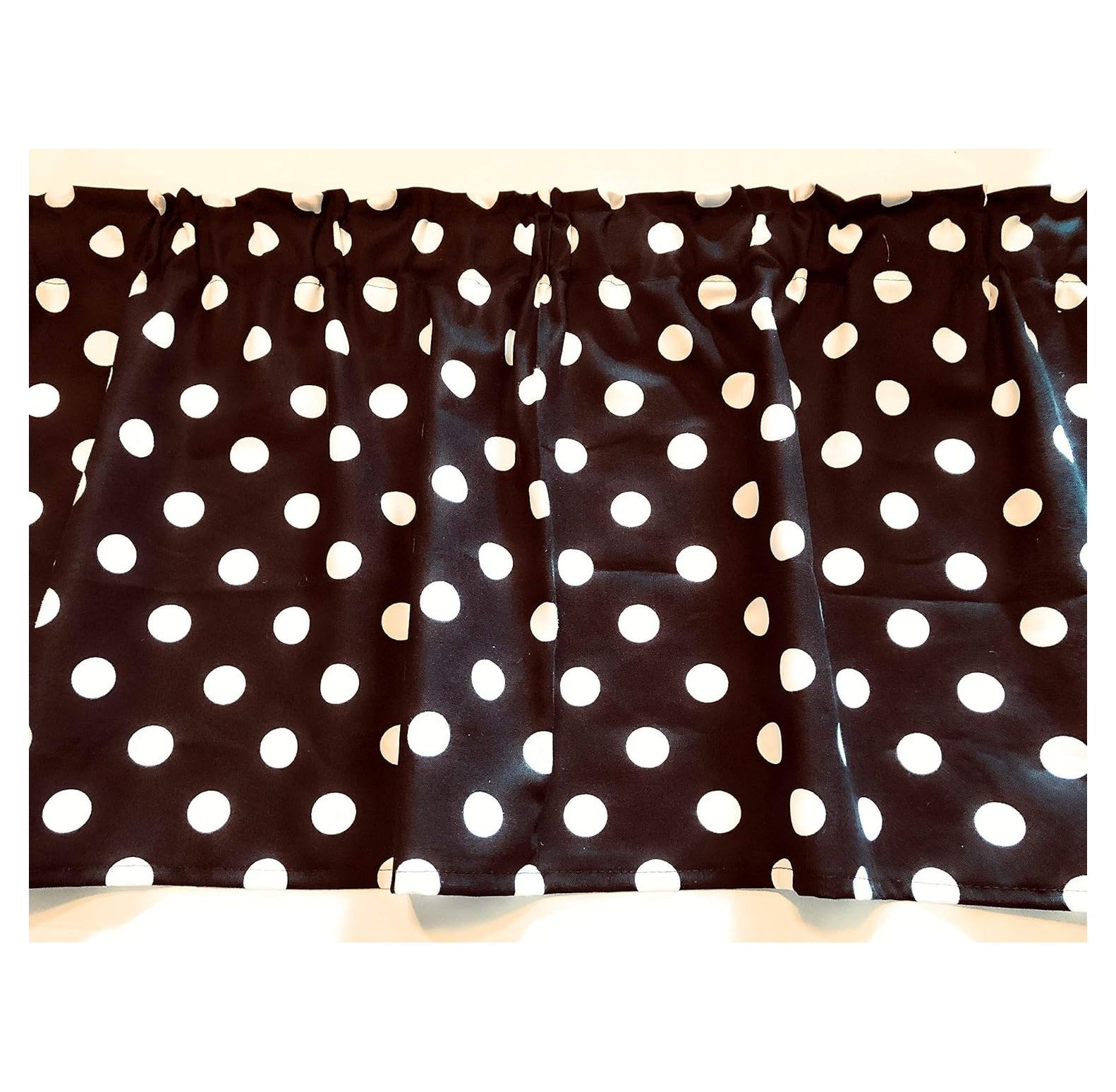 Black and White Polka Dot Valance Cotton Window Curtain Treatment 43W x