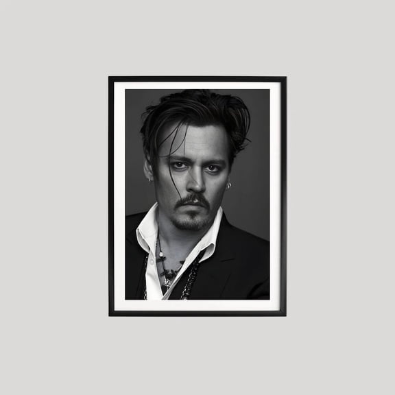 Black and White Portrait Iconic Actor Photography Intense Expression Timeless Celebrity Wall Art, Unframed Poster