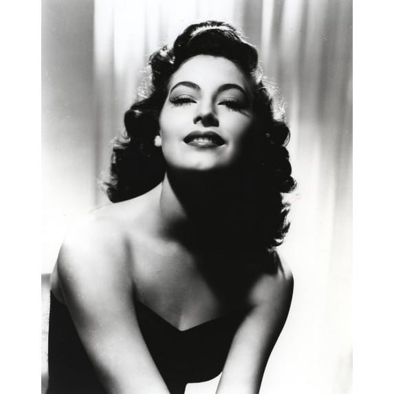 Black and White Portrait of Ava Gardner in Black Dress Photo Print (24 x 30)