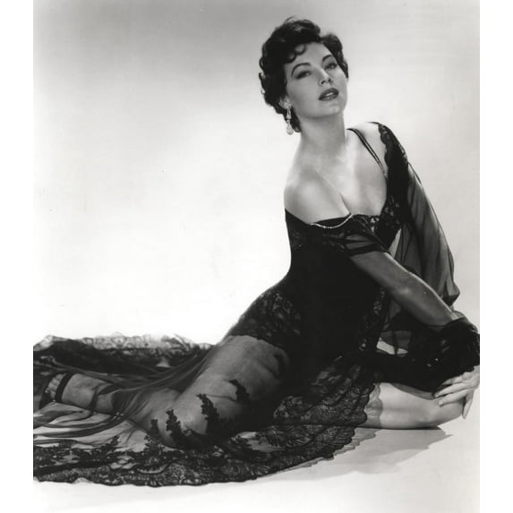 Black and White Portrait of Ava Gardner in Sexy Black Lingerie Photo Print (8 x 10)