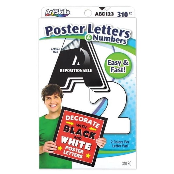 Black and White Poster Letters and Numbers