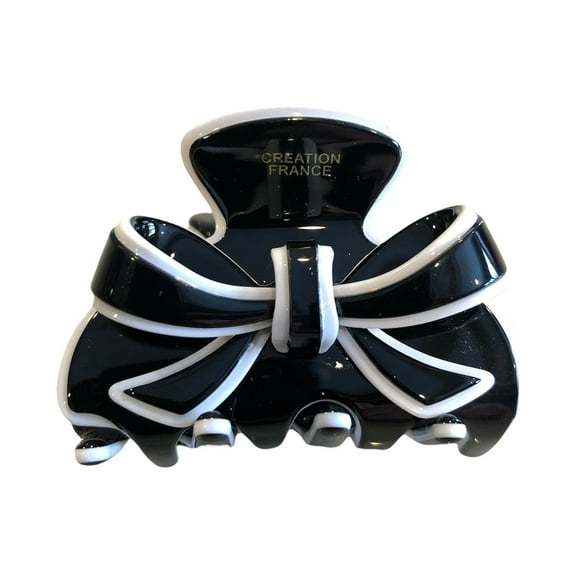 Black and White Preppy Bow Jaw Hair Clip