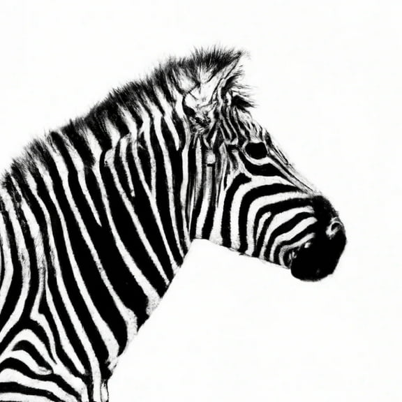 Black and White Profile View of a Zebra - 12" x 12" Art Print