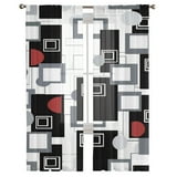 Black and White Rectangular Geometry Window Curtains Bedroom Modern