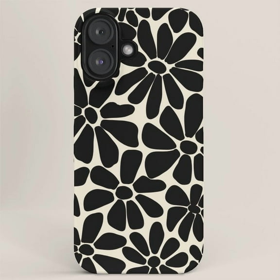 Black and White Retro Floral Art Print Aesthetic Phone Case for iPhone 12 13 14 15 16 17 Pro Max
