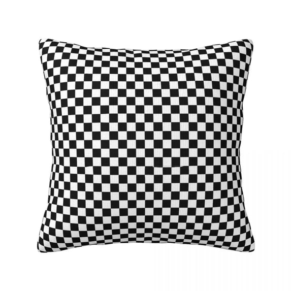 Black and White Retro Square Pillowcase Checkerboard Decorative Sofa Zipper Spring Cover