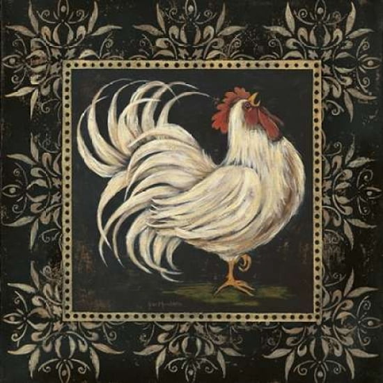 Black and White Rooster I Canvas Art - Jo Moulton (24 x 24)