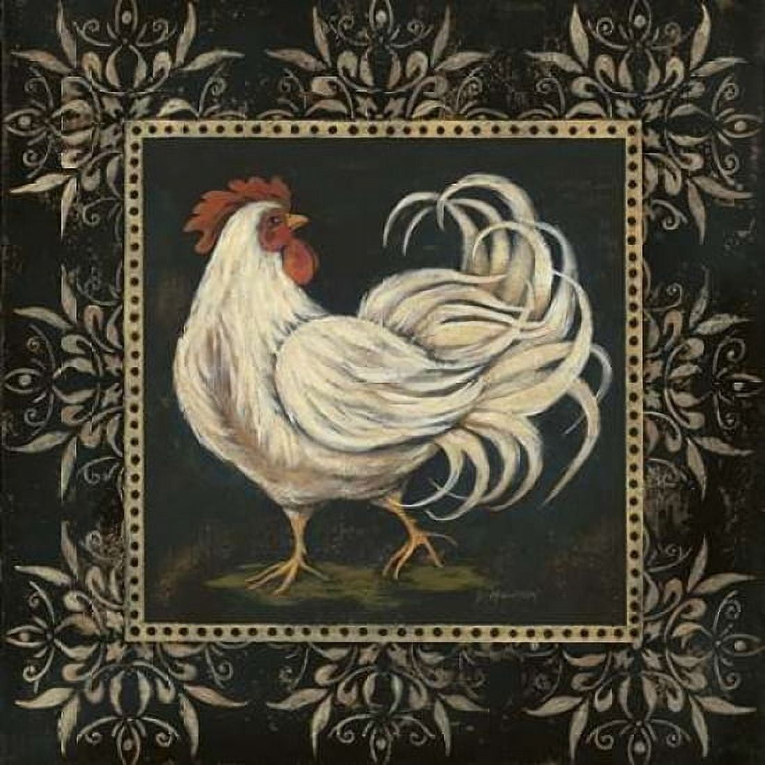 Black and White Rooster II Canvas Art - Jo Moulton (24 x 24)