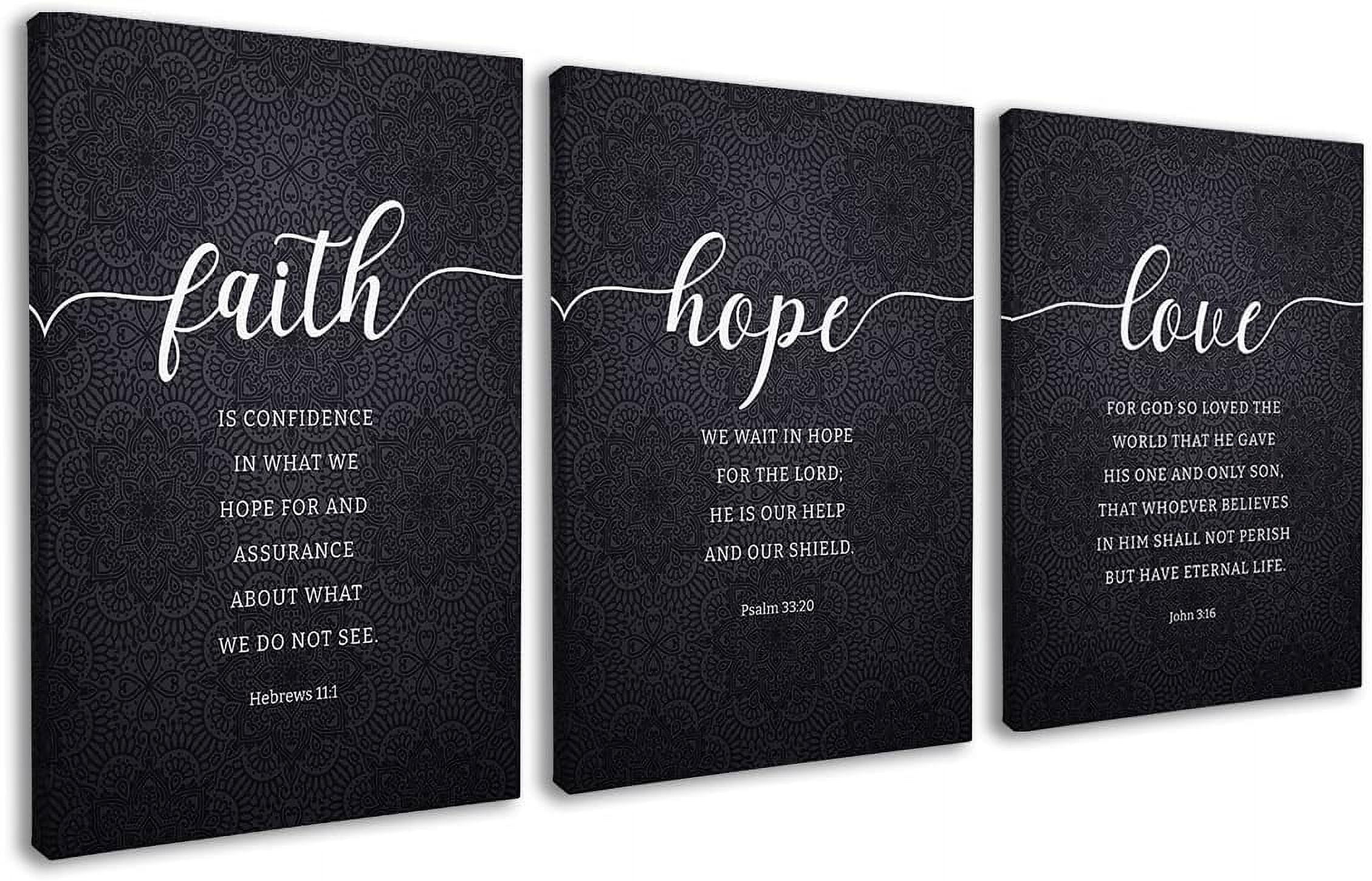 Black and White Scripture Wall Art, Faith Hope Love Set of 3 Bible ...