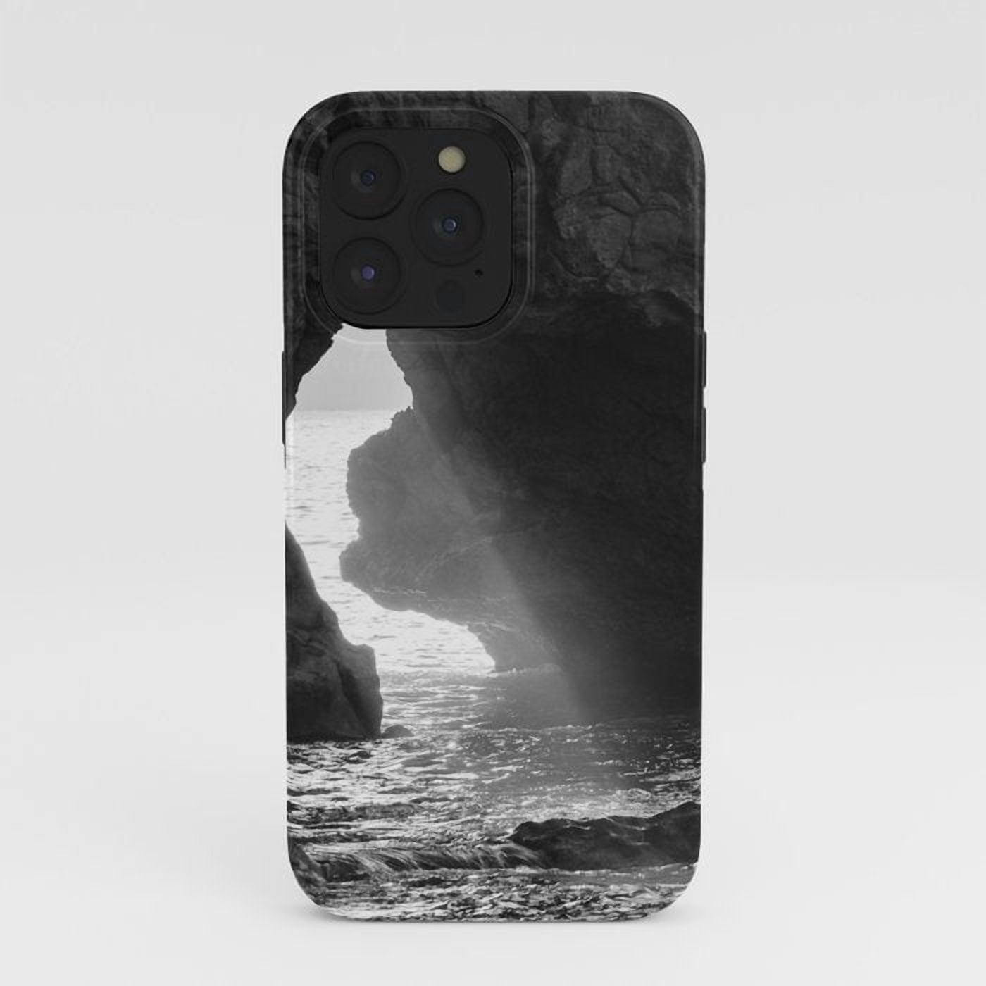 Black and White Sea Cave and Ocean Waves Tough Case for Apple iPhone ...