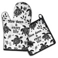 thumbnail image 1 of Black and White Sea Turtle Kitchen Oven Mitt and Pot Holder Sets 2 Pcs for Baking, Cooking and Grilling, Heat Resistant Up To 392 °F, 1 of 7
