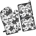 thumbnail image 1 of Black and White Sea Turtle Kitchen Oven Mitt and Pot Holder Sets 4 Pcs for Baking, Cooking and Grilling, Heat Resistant Up To 392 °F, 1 of 7