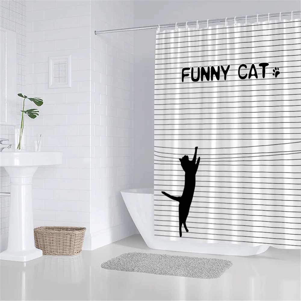 Black and White Shower Curtain Arrow Be Awesome Quote Unique Creative Design Fabric Bathroom