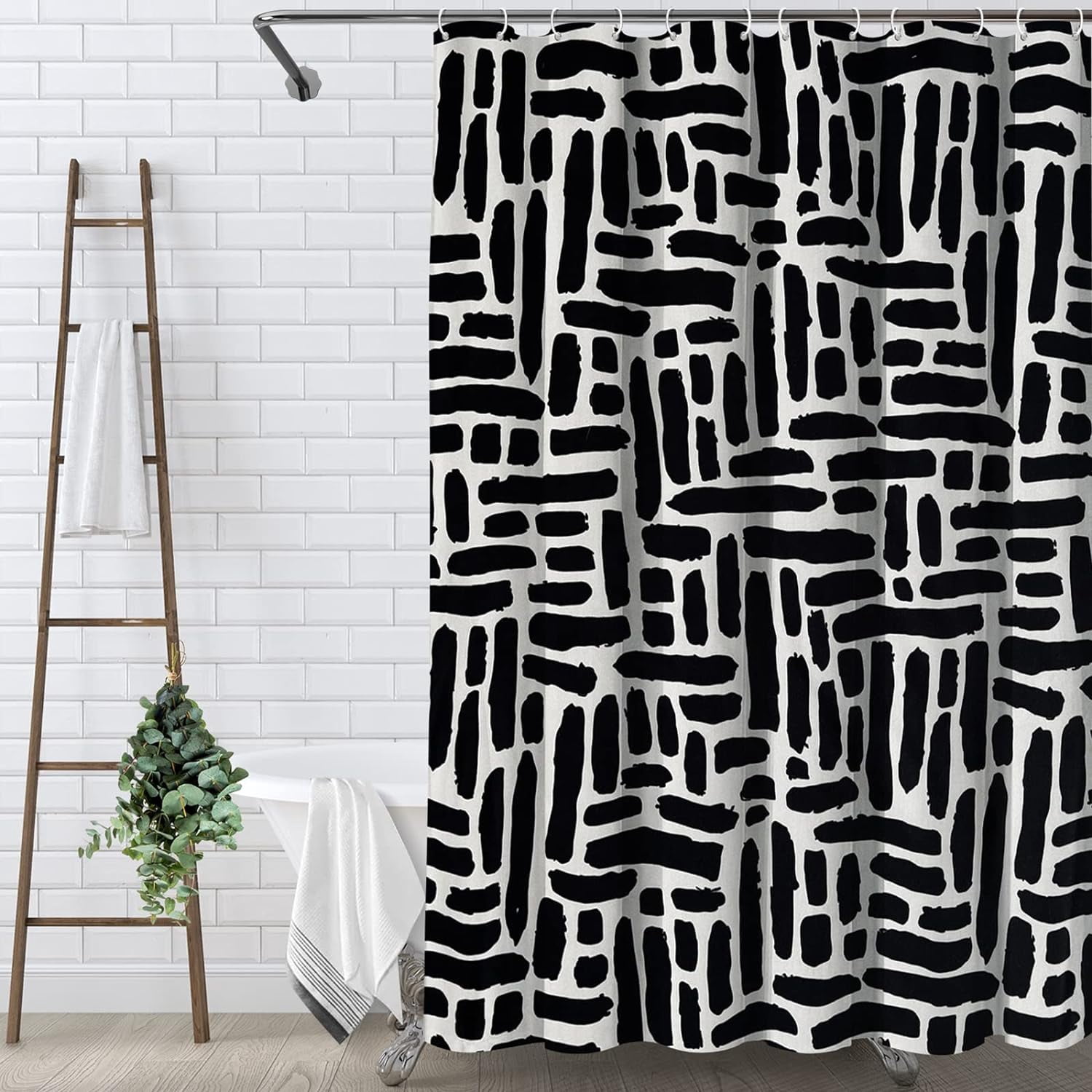 Red Black And White Shower Curtainnull